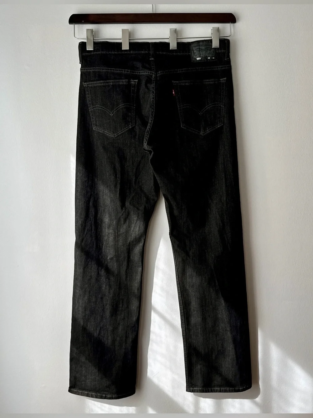 Levis 569 Loose Straight Fit Black Denim Jeans Men 34x34(33)